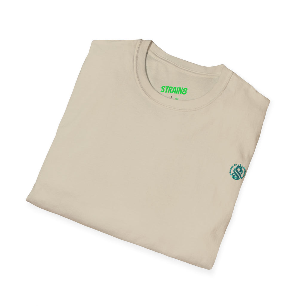 Minimal White T‑Shirt with Small Strain8-UK Chest Emblem — Classic Casual Tee