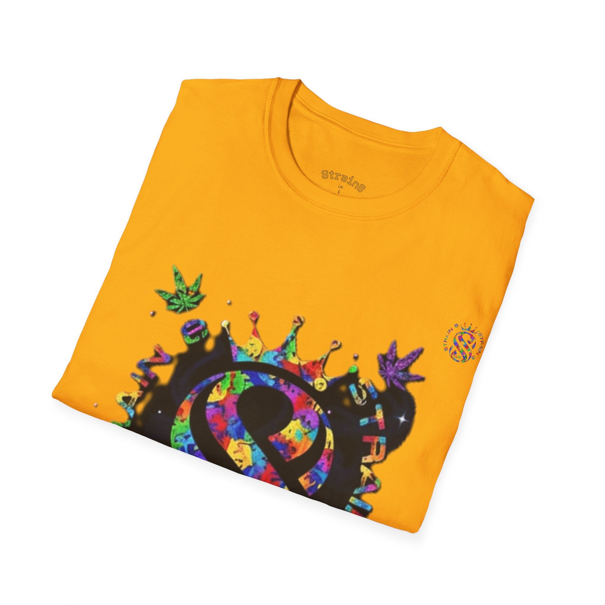 Strain8-UK Psychedelic Crown S8 Logo T-Shirt — Colorful Abstract Graphic Tee