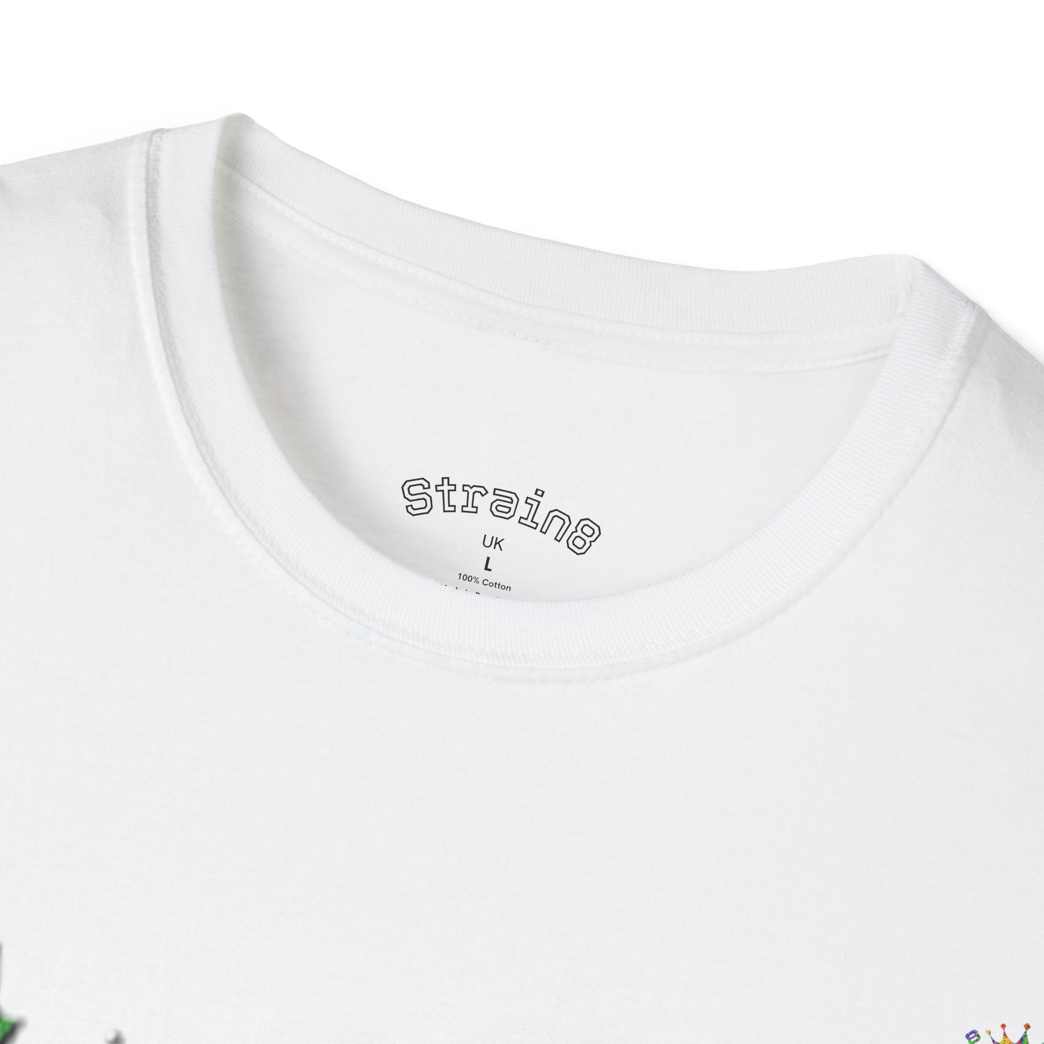 Strain8-UK Psychedelic Crown S8 Logo T-Shirt — Colorful Abstract Graphic Tee