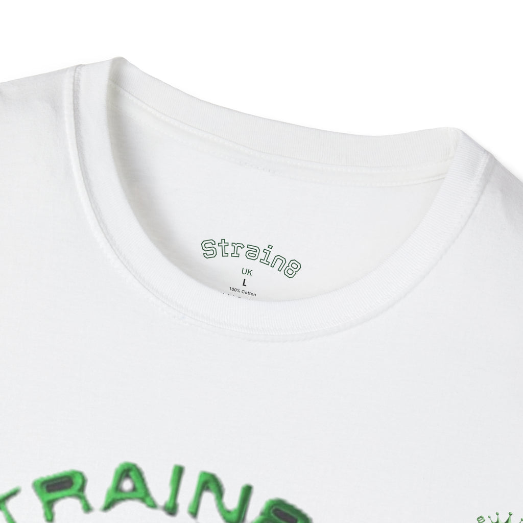 Strain8-UK logo/cannabis T-Shirt — Green Snake Crest 'STRAIN8-UK' Graphic Tee