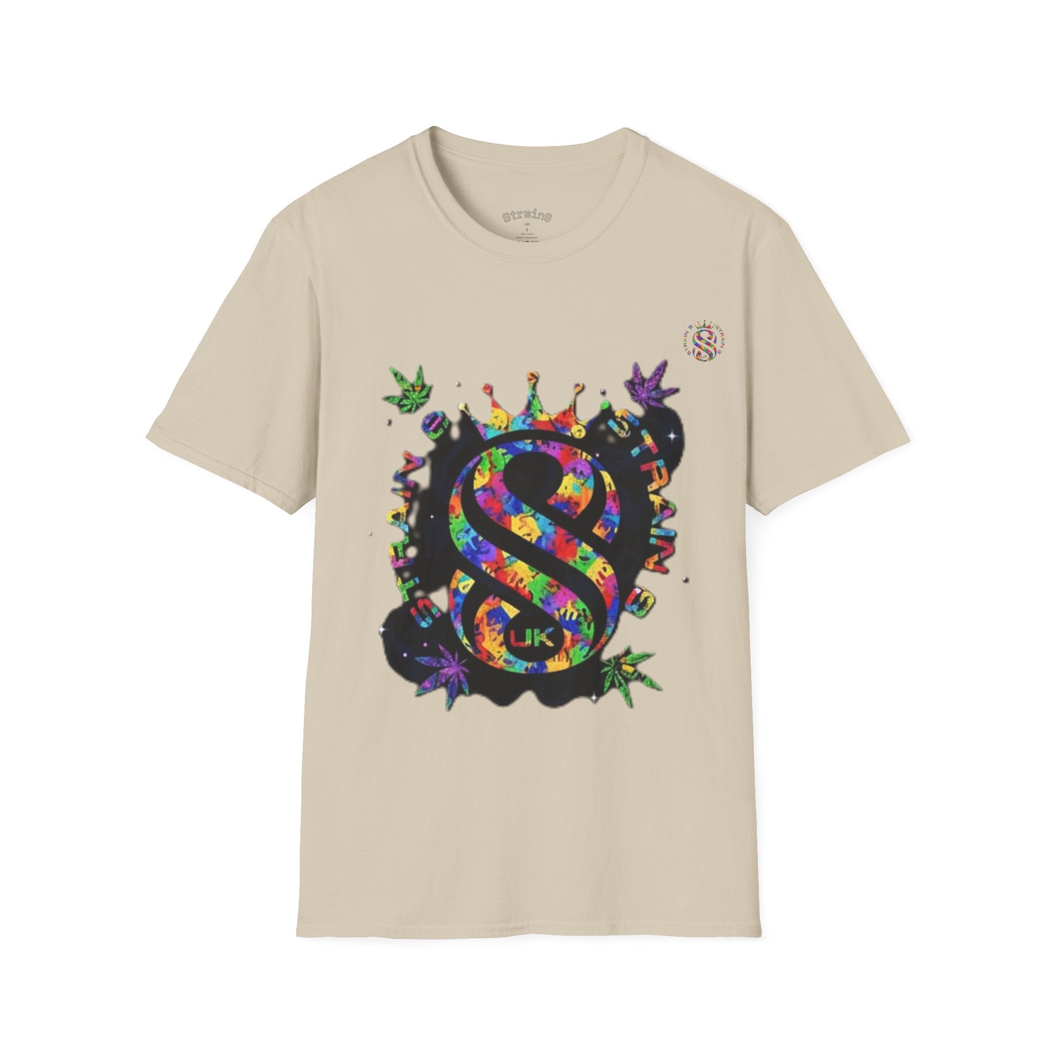 Strain8-UK Psychedelic Crown S8 Logo T-Shirt — Colorful Abstract Graphic Tee
