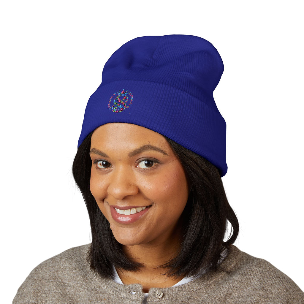 Embroidered Graffiti S8-UK Logo Cuffed Beanie — Cozy Knit Winter Hat