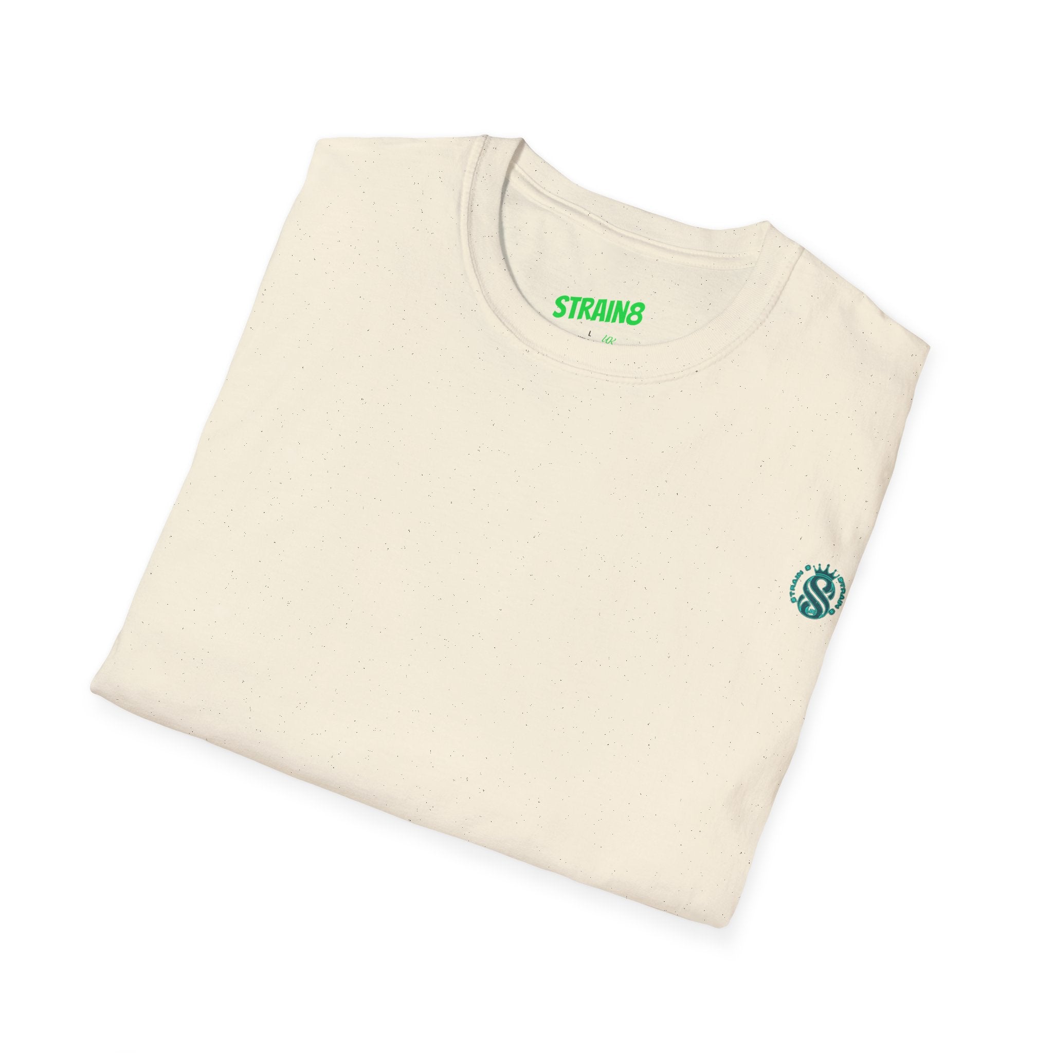 Minimal White T‑Shirt with Small Strain8-UK Chest Emblem — Classic Casual Tee