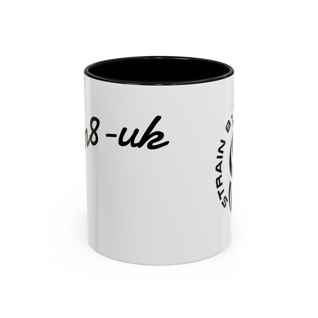 Strain 8 UK Logo Accent Coffee Mug — Crowned S8 Black & White