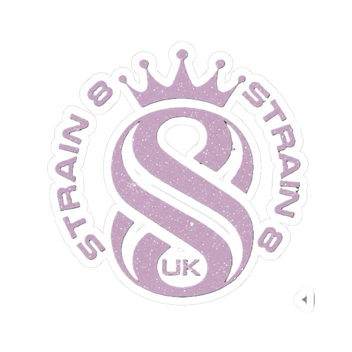 Strain8-UK S8 Crown Kiss-Cut Sticker — Glitter Lilac Logo Sticker