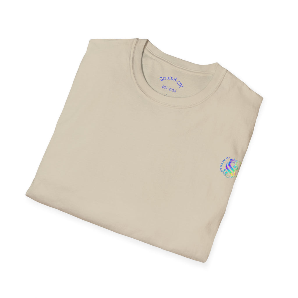 Strain8-UK Logo T-Shirt — Small Embroidered Globe Tee, THE LOGO LINE........