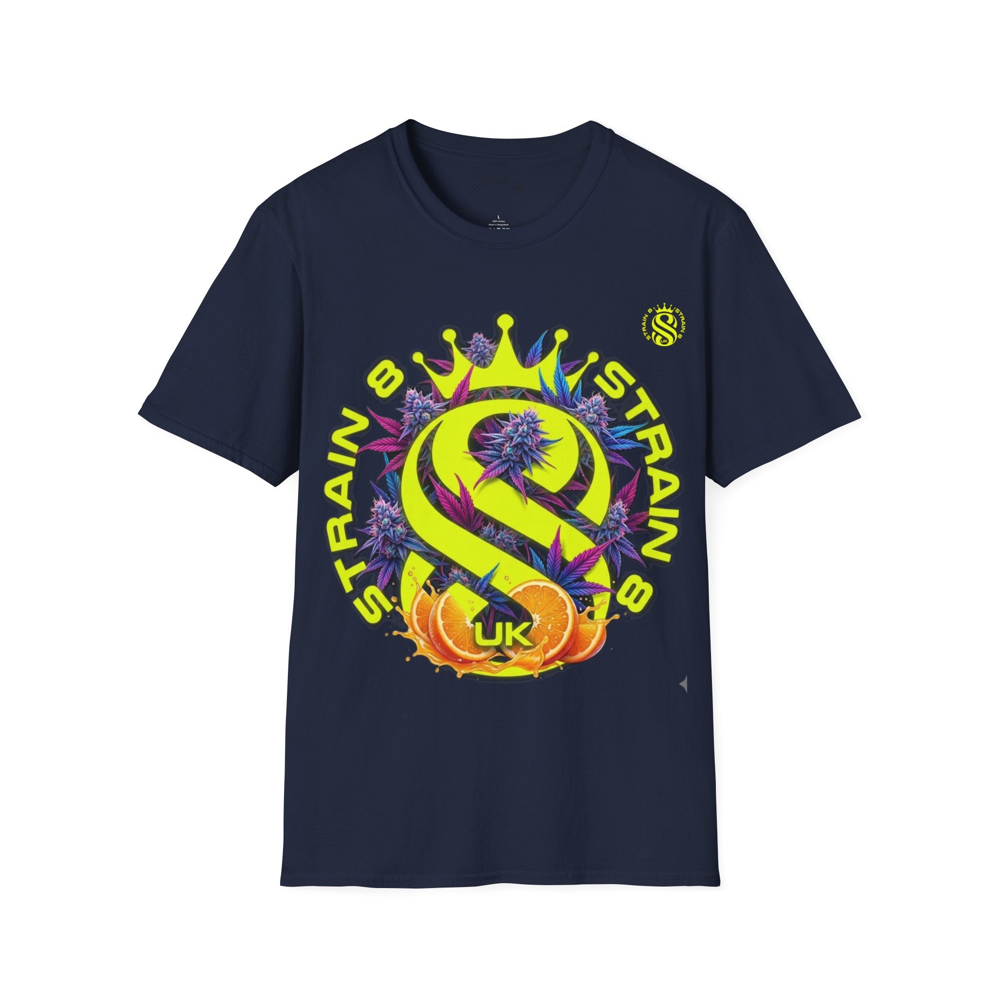 Strain8-UK  T-Shirt — 'Strain8-UK' Crown Cannabis Design with flower T shirt