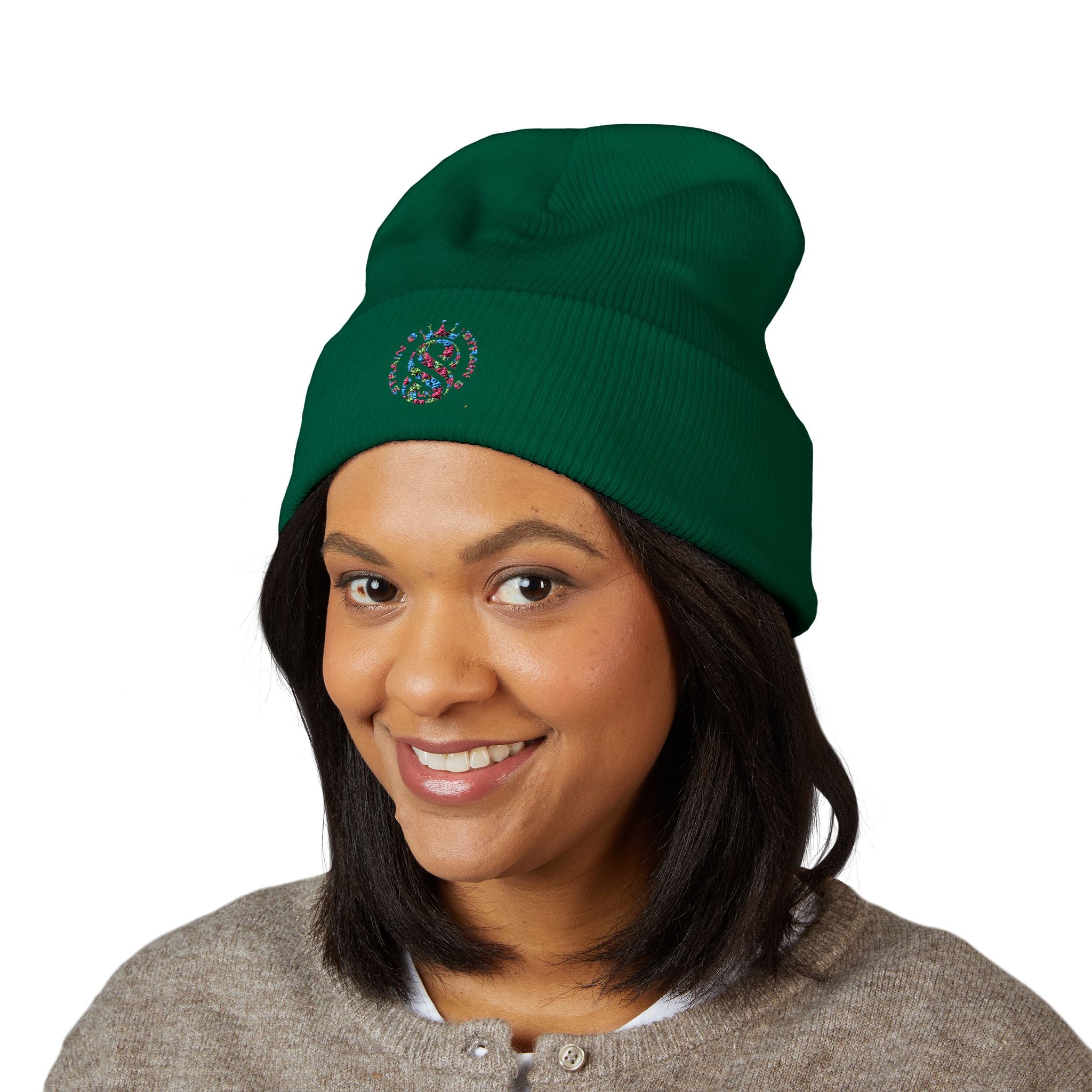 Embroidered Graffiti S8-UK Logo Cuffed Beanie — Cozy Knit Winter Hat