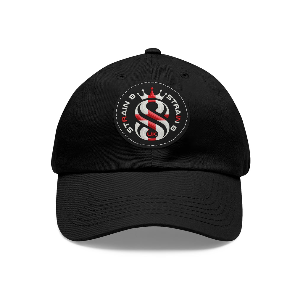 Leather Patch Dad Hat — Round Strain8-UK Cap for Casual Streetwear