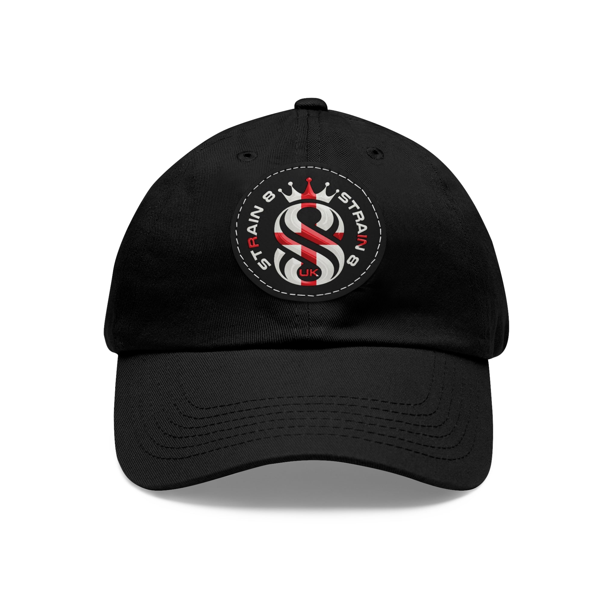 Leather Patch Dad Hat — Round Strain8-UK Cap for Casual Streetwear