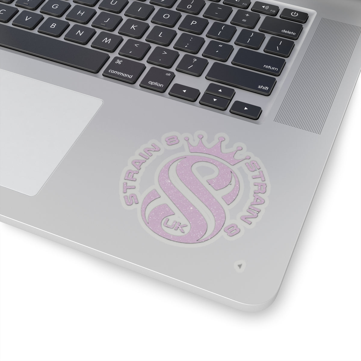 Strain8-UK S8 Crown Kiss-Cut Sticker — Glitter Lilac Logo Sticker