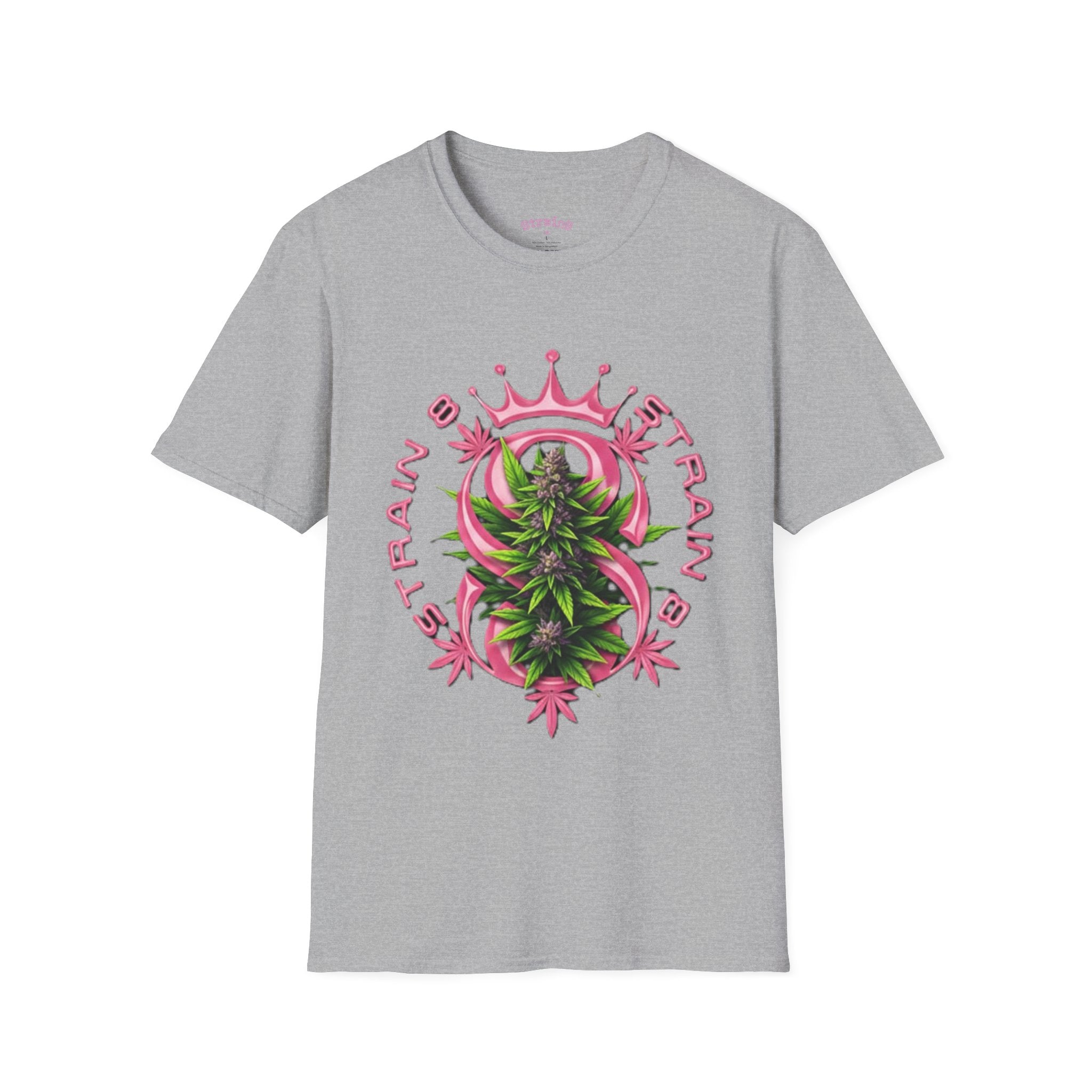 Strain8-UK logo/mixed Cannabis Crown T-Shirt — Train & Treat Floral Weed Graphic Tee