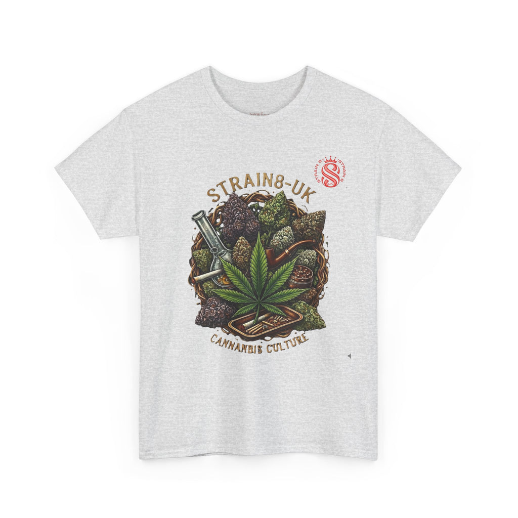 Strain8-UK Cannabis Culture T-Shirt — "Strain8-UK" Vintage Marijuana Leaf Graphic Tee