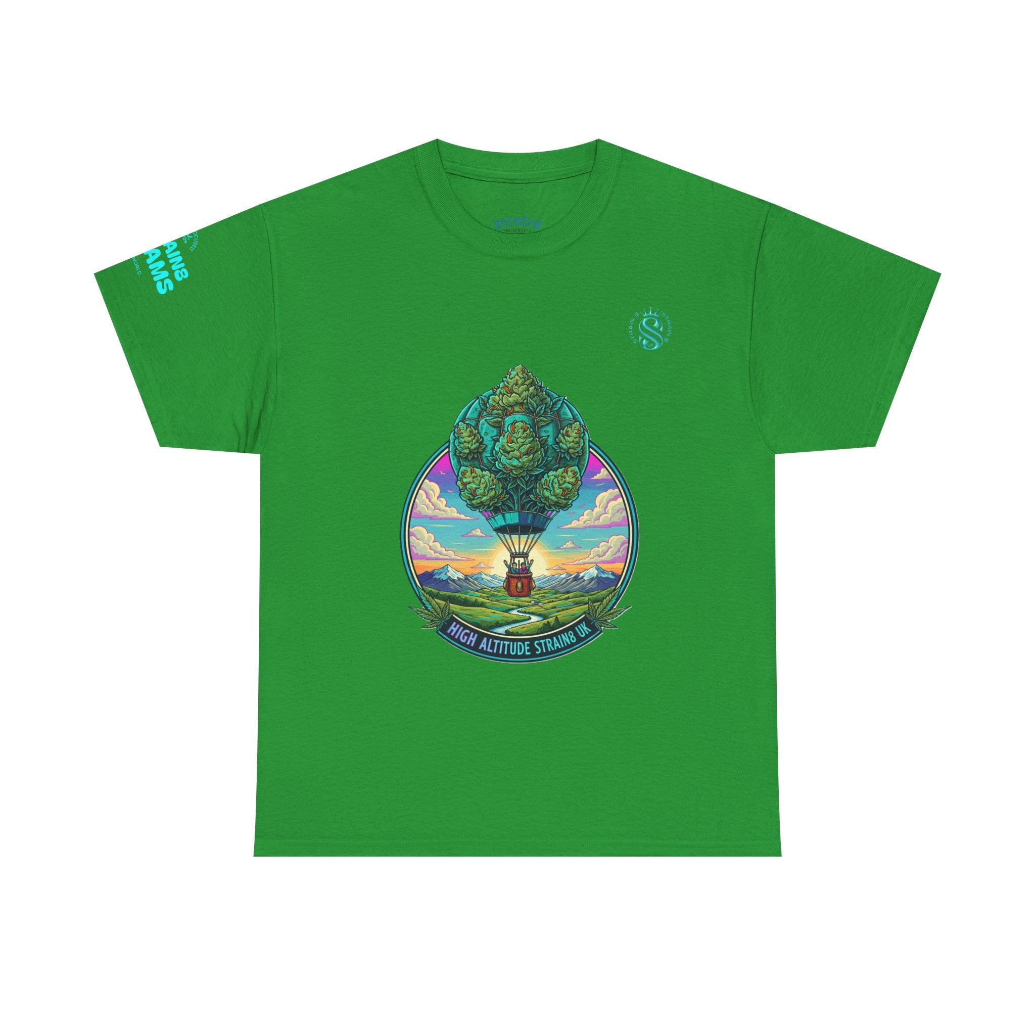 Strain8-UK T-Shirt — "High Altitude Strains" Hot Air Balloon Tree Graphic Tee