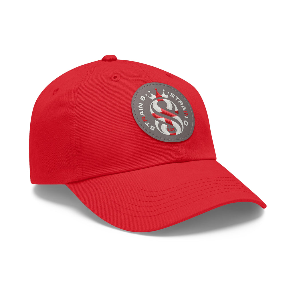 Leather Patch Dad Hat — Round Strain8-UK Cap for Casual Streetwear