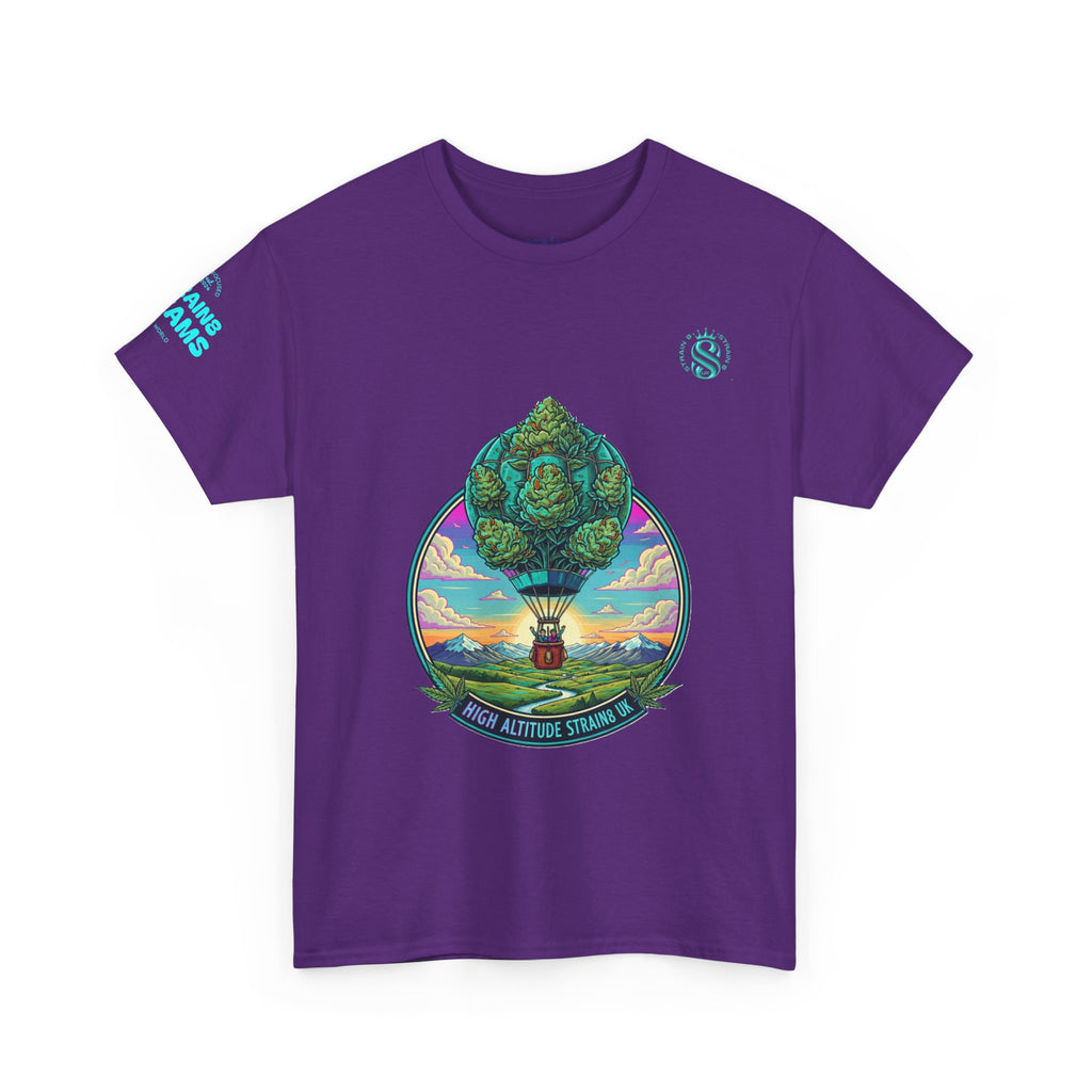 Strain8-UK T-Shirt — "High Altitude Strains" Hot Air Balloon Tree Graphic Tee