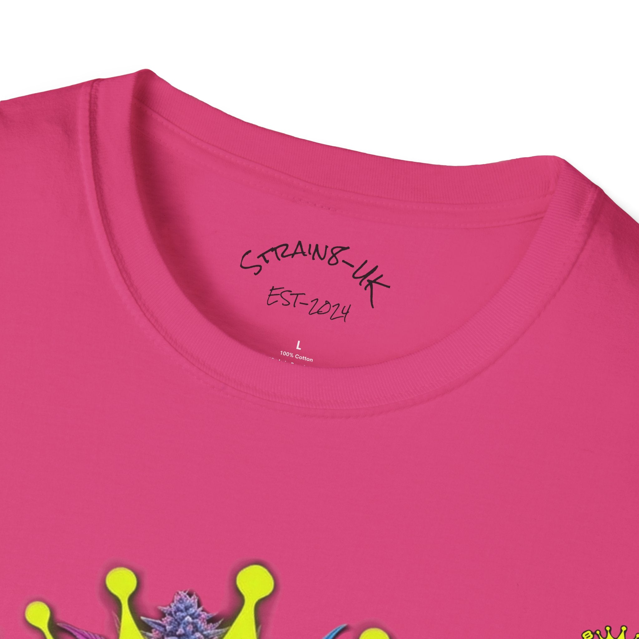Strain8-UK  T-Shirt — 'Strain8-UK' Crown Cannabis Design with flower T shirt