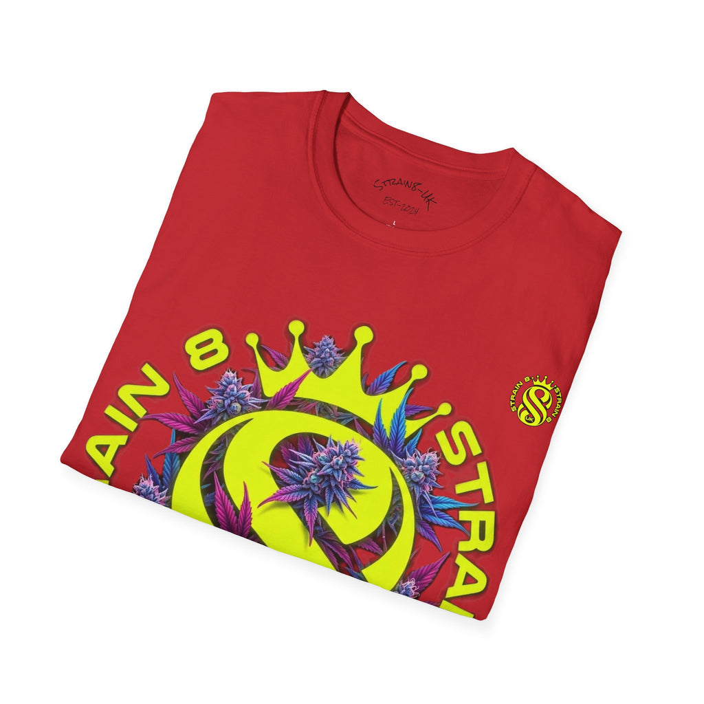 Strain8-UK  T-Shirt — 'Strain8-UK' Crown Cannabis Design with flower T shirt