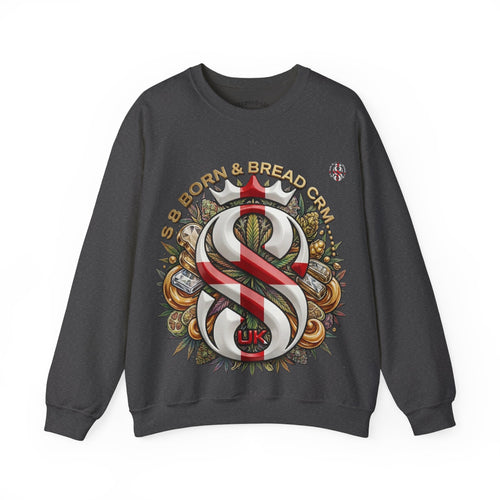Crewneck Sweatshirt — Celtic S8-UK & Red Ribbon Emblem with ‘Born & Bread Again’ Graphic CRM EDITION