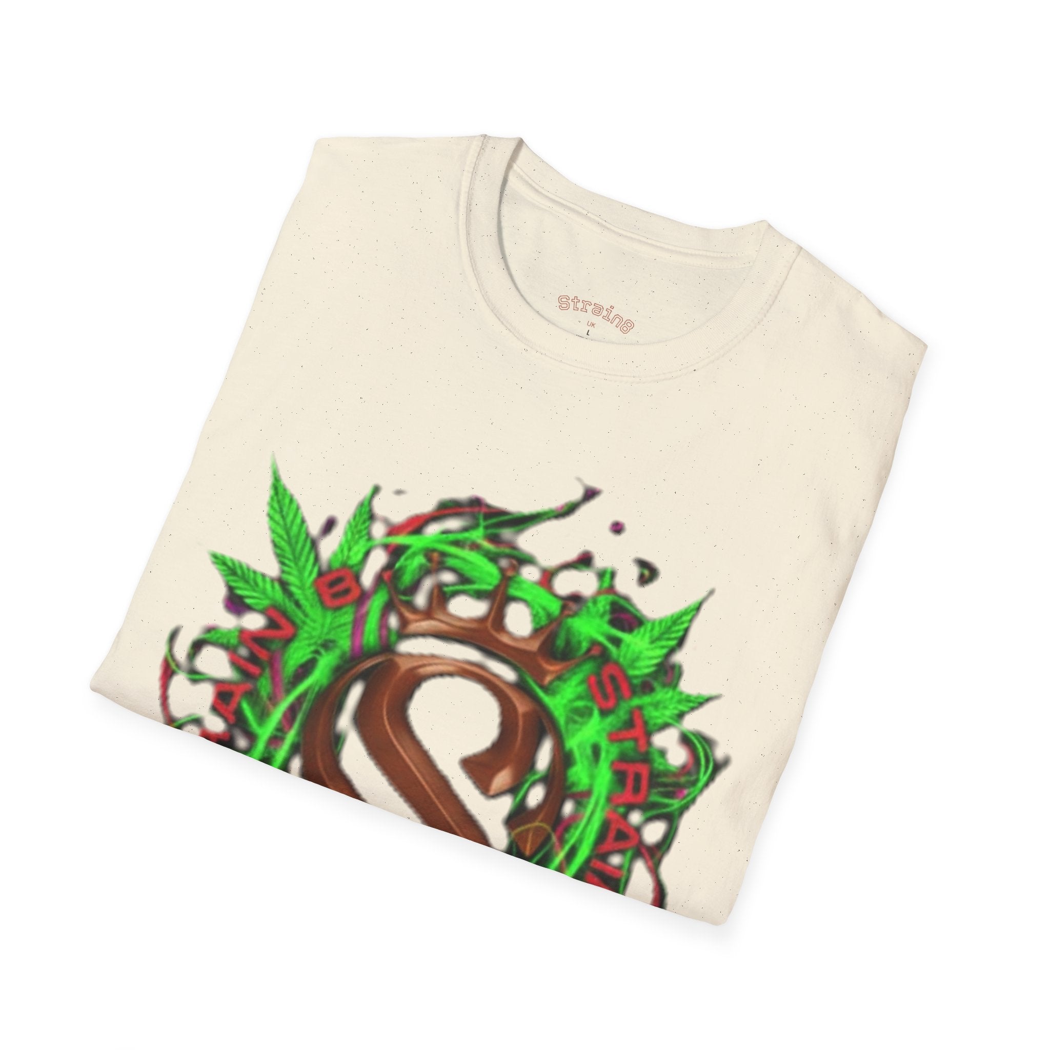 Strain8-UK Chocolate Brown Monogram T‑Shirt — Green Vines Rustic Letter S8 Graphic Tee