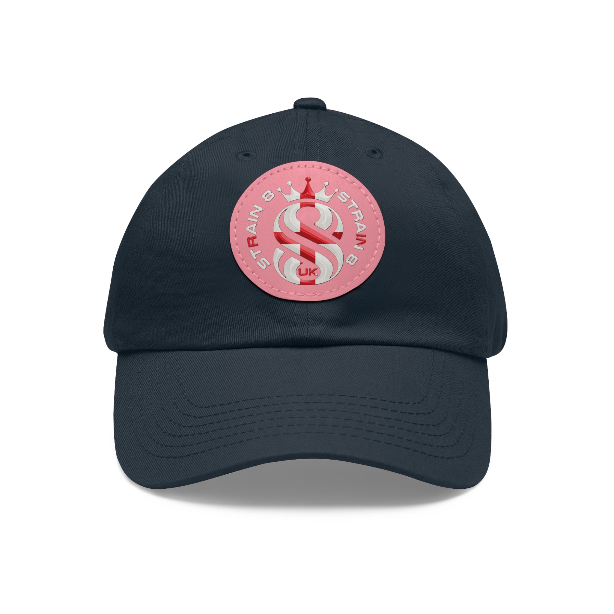 Leather Patch Dad Hat — Round Strain8-UK Cap for Casual Streetwear