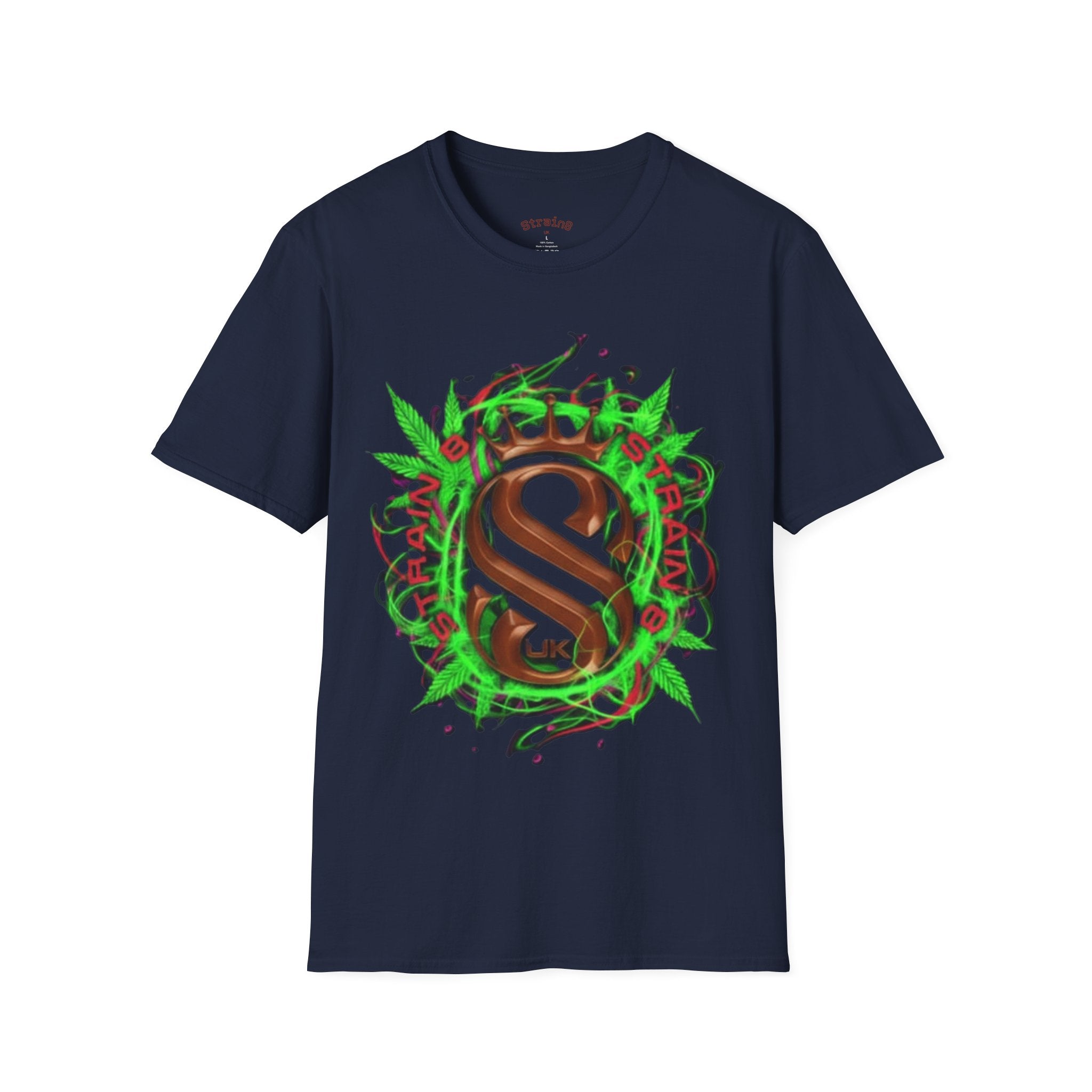 Strain8-UK Chocolate Brown Monogram T‑Shirt — Green Vines Rustic Letter S8 Graphic Tee