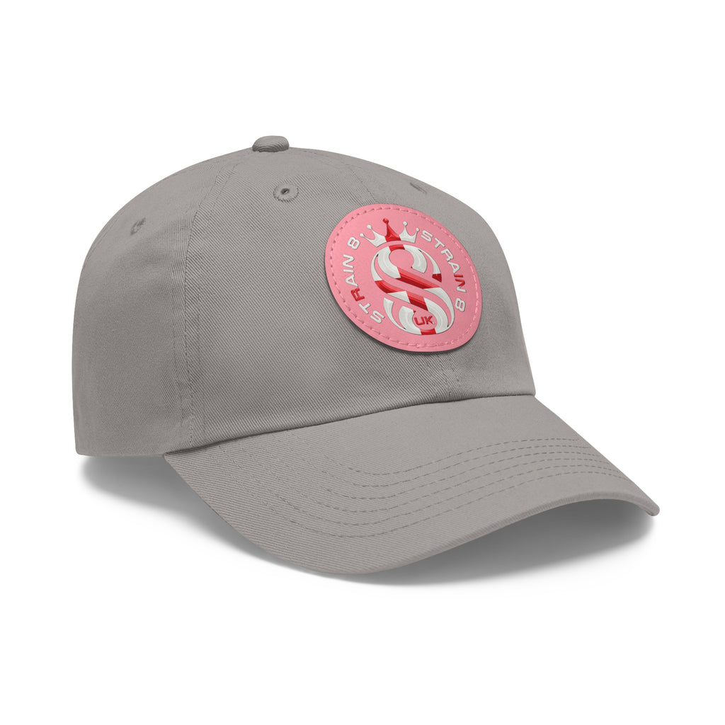 Leather Patch Dad Hat — Round Strain8-UK Cap for Casual Streetwear