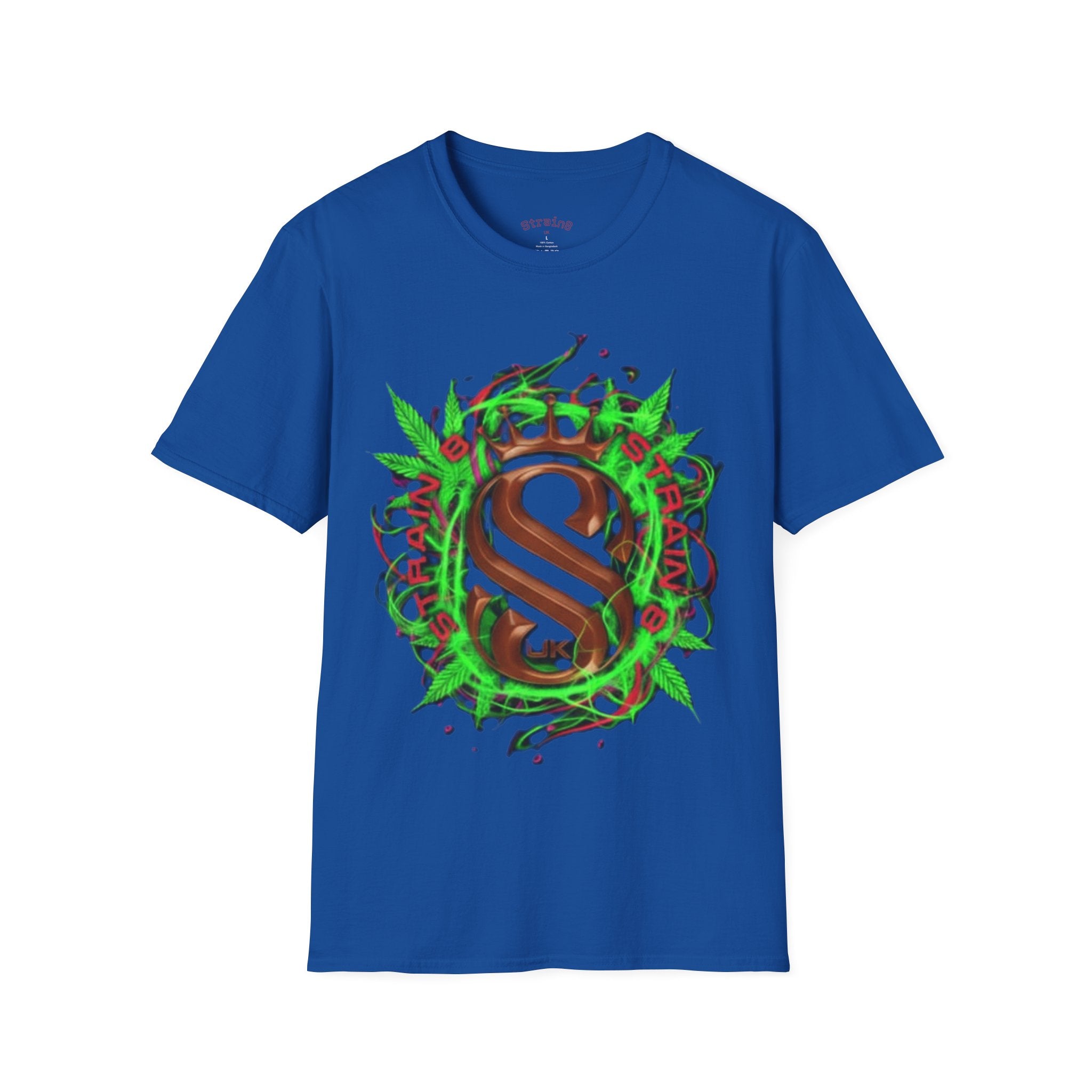 Strain8-UK Chocolate Brown Monogram T‑Shirt — Green Vines Rustic Letter S8 Graphic Tee