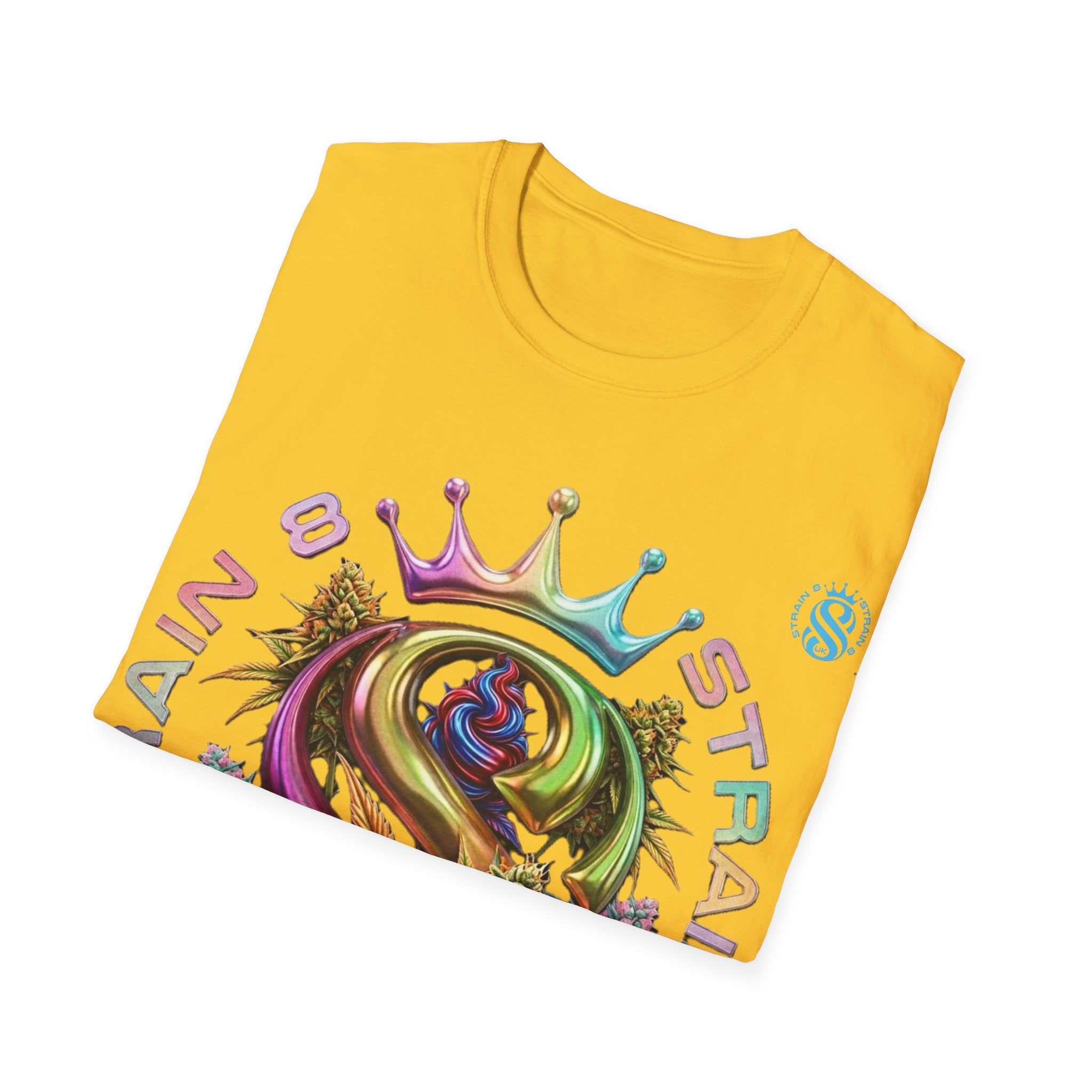 Strain8-UK Logo Crown Graphic T-Shirt — High Grade Cannabis Design