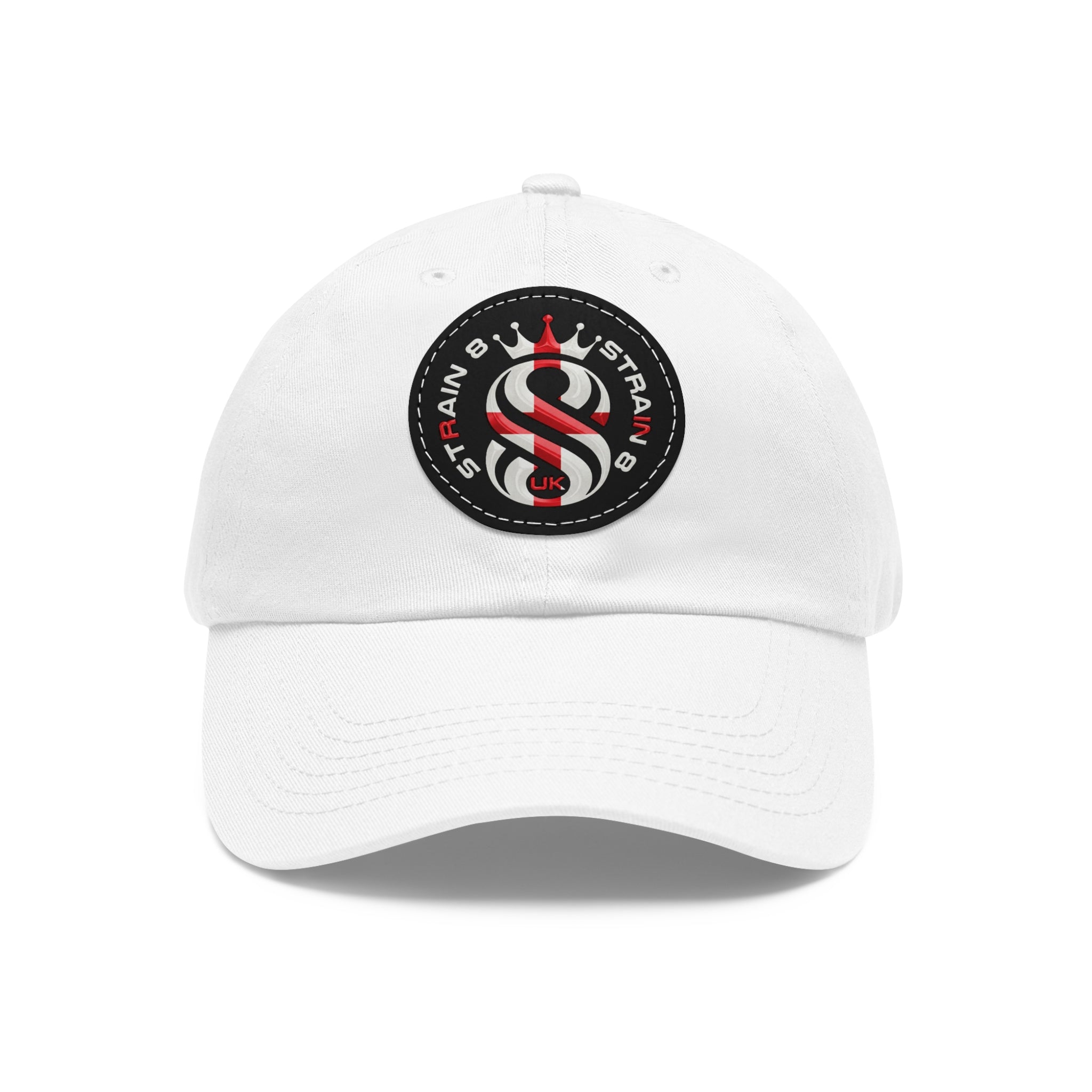 Leather Patch Dad Hat — Round Strain8-UK Cap for Casual Streetwear