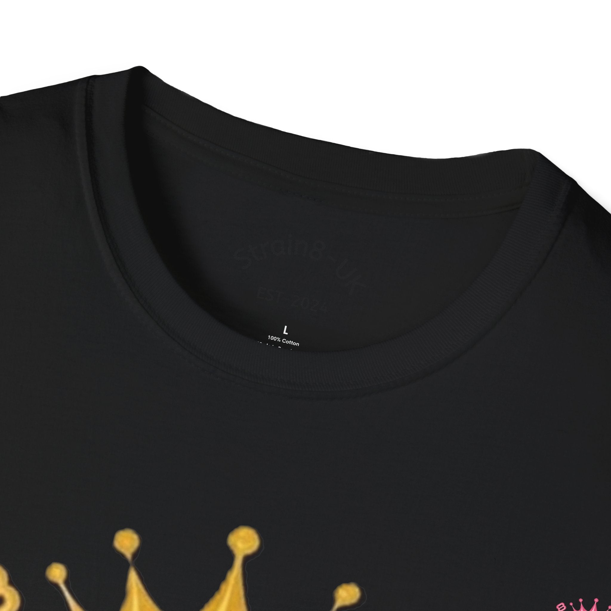 Strain8-UK Crowned Purple Floral & Original Logo T-Shirt — Strain8-UK Graphic Tee