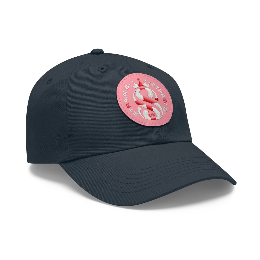 Leather Patch Dad Hat — Round Strain8-UK Cap for Casual Streetwear