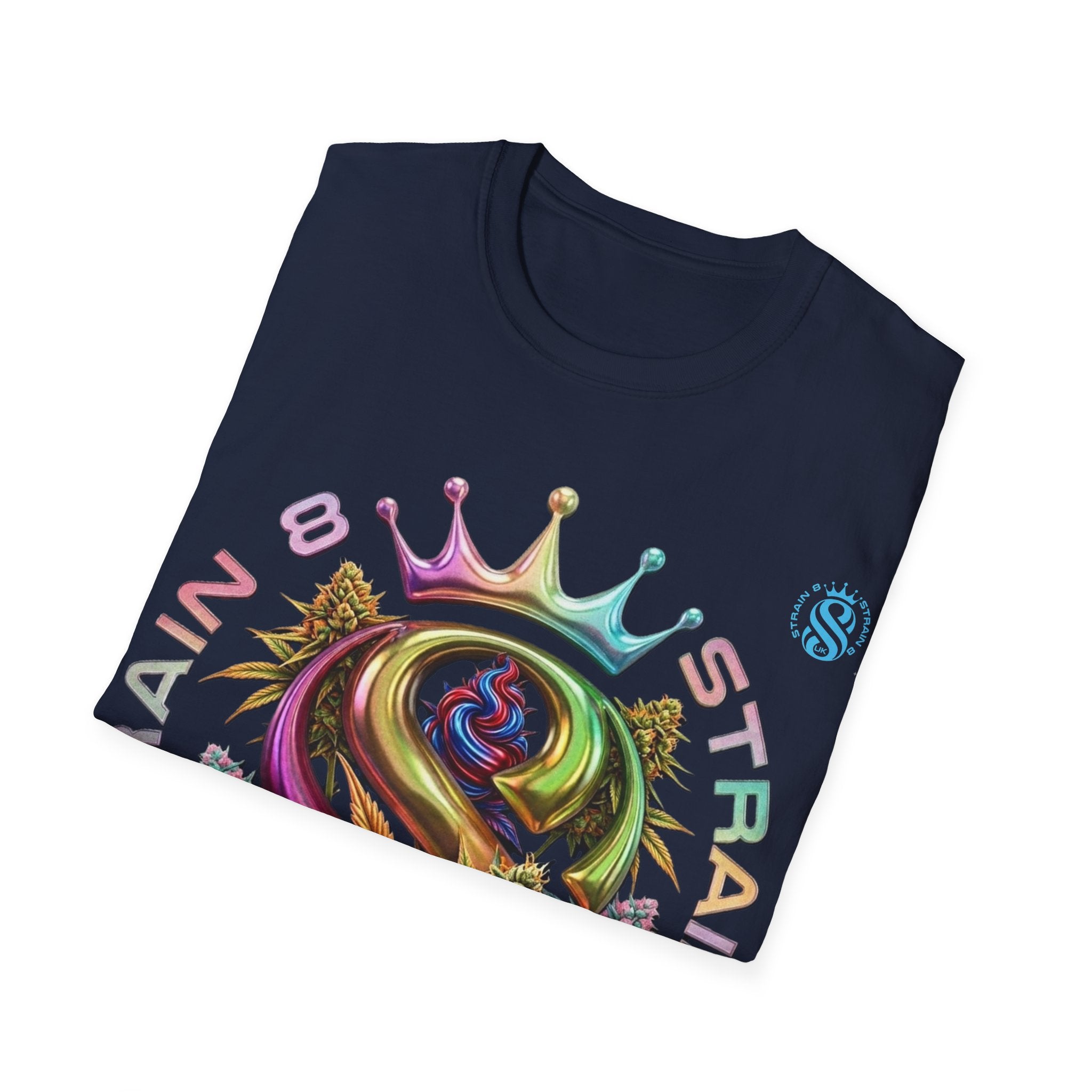 Strain8-UK Logo Crown Graphic T-Shirt — High Grade Cannabis Design