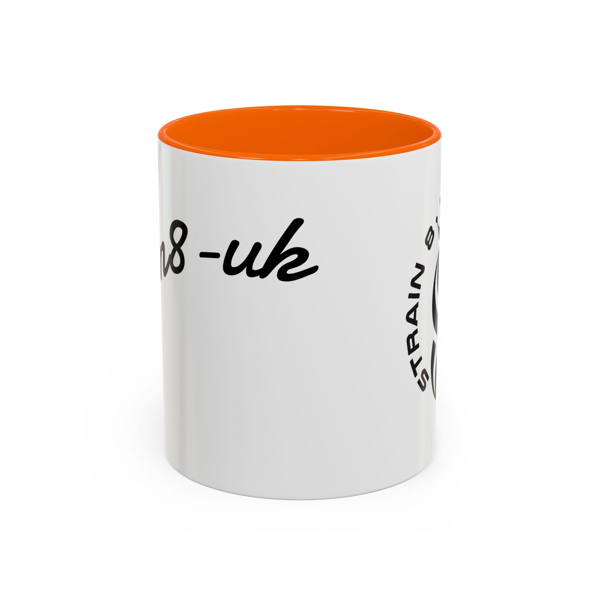 Strain 8 UK Logo Accent Coffee Mug — Crowned S8 Black & White