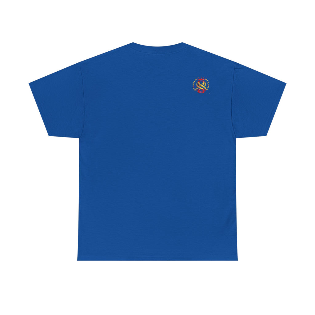 Strain8-UK Dreams 2024 St george cross & spanish flag original logo Tee — Graphic Band Tour Style T‑Shirt
