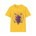 Strain8-UK Crowned Purple Floral & Original Logo T-Shirt — Strain8-UK Graphic Tee