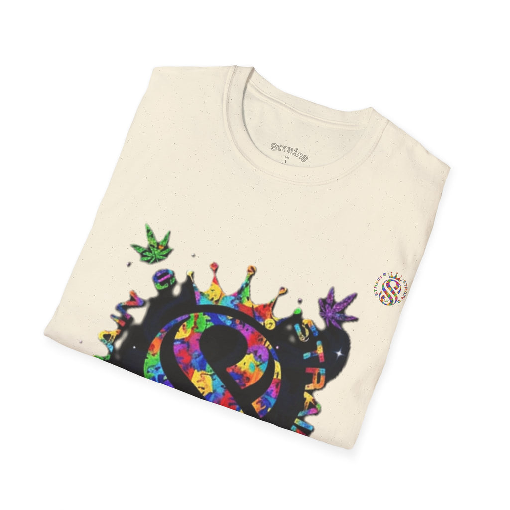 Strain8-UK Psychedelic Crown S8 Logo T-Shirt — Colorful Abstract Graphic Tee