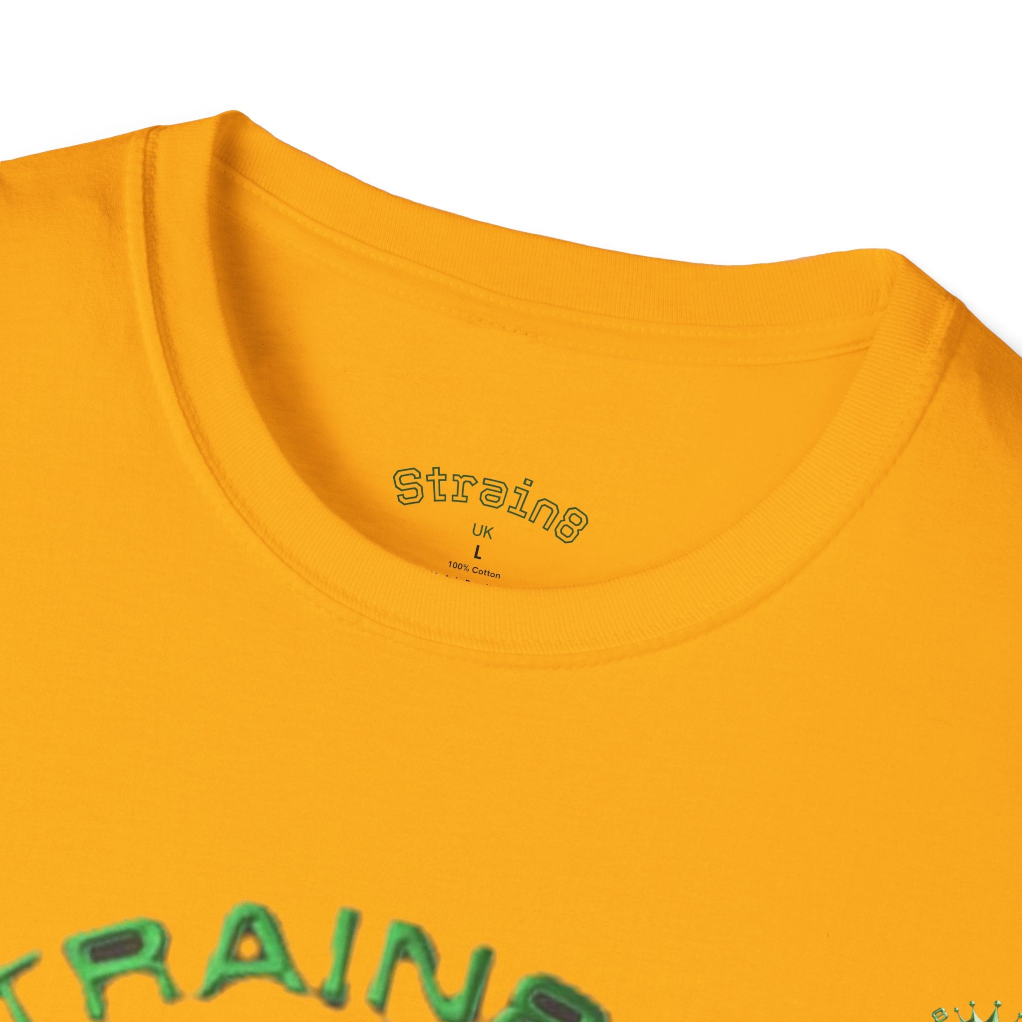 Strain8-UK logo/cannabis T-Shirt — Green Snake Crest 'STRAIN8-UK' Graphic Tee