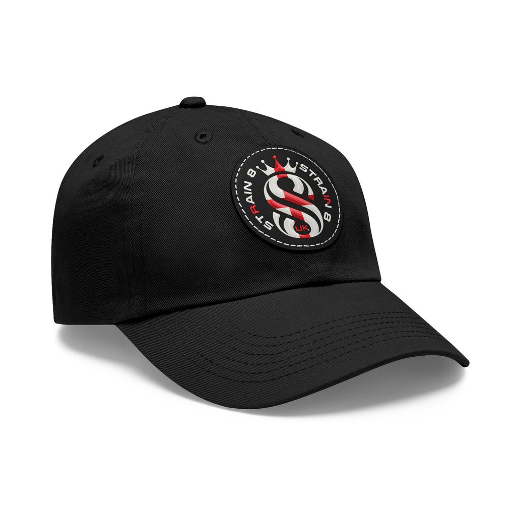 Leather Patch Dad Hat — Round Strain8-UK Cap for Casual Streetwear