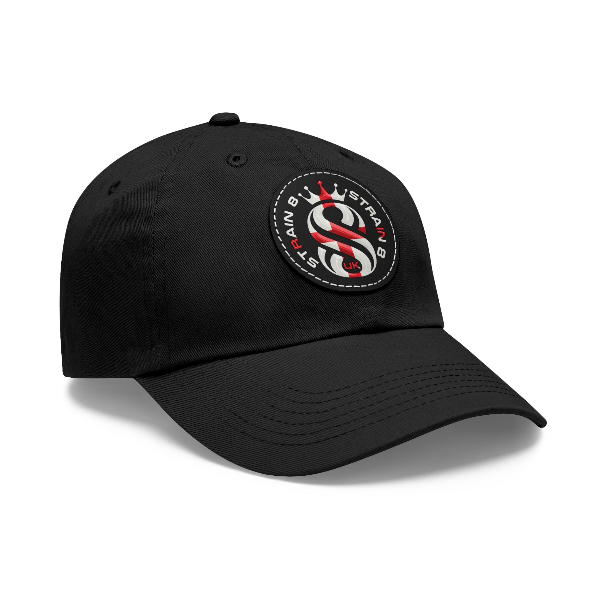 Leather Patch Dad Hat — Round Strain8-UK Cap for Casual Streetwear