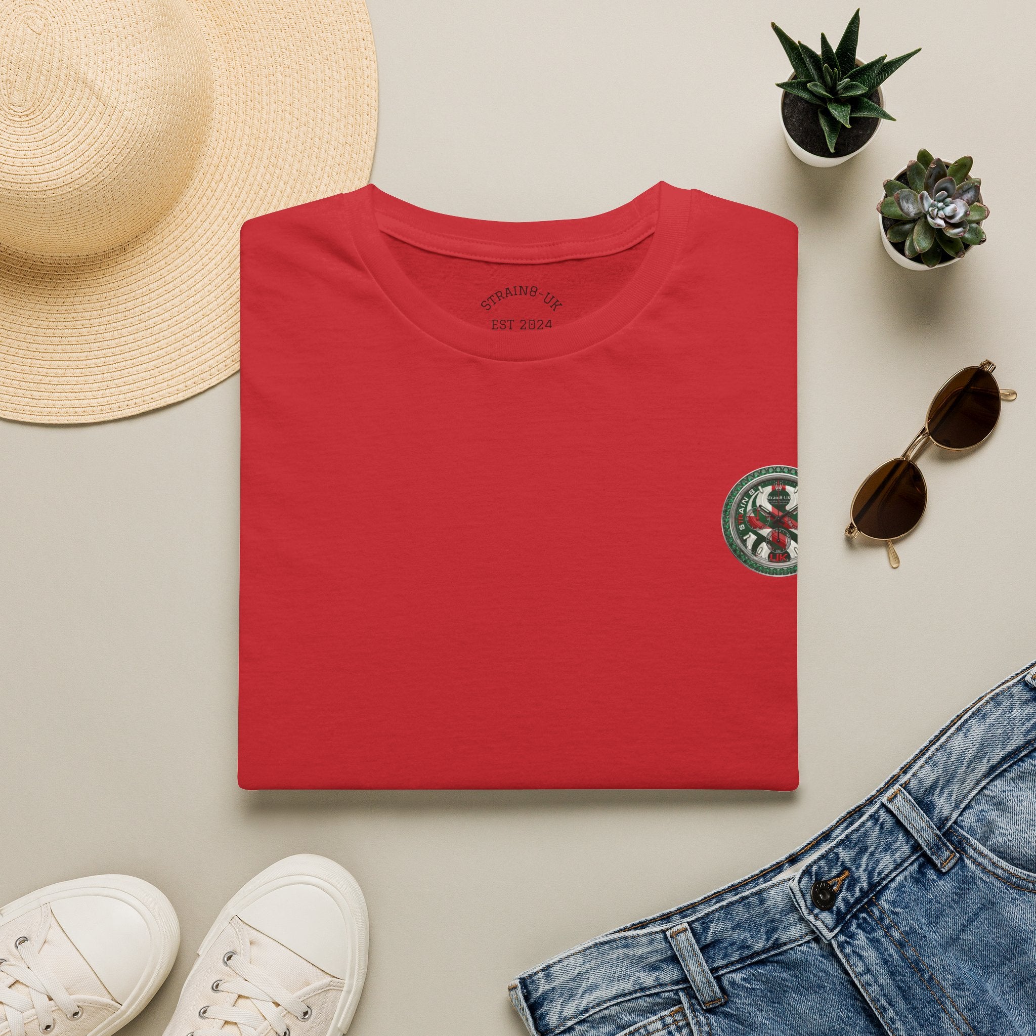 Strain8-UK Watch Face Design T‑Shirt — Nautical Travel Vibes In Emerald Green