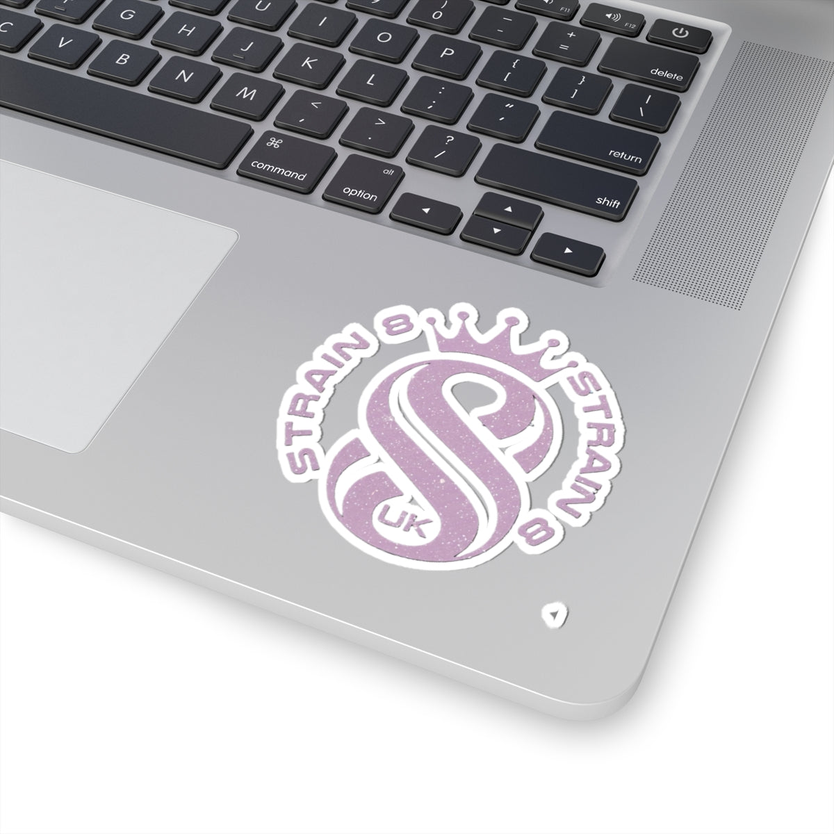 Strain8-UK S8 Crown Kiss-Cut Sticker — Glitter Lilac Logo Sticker