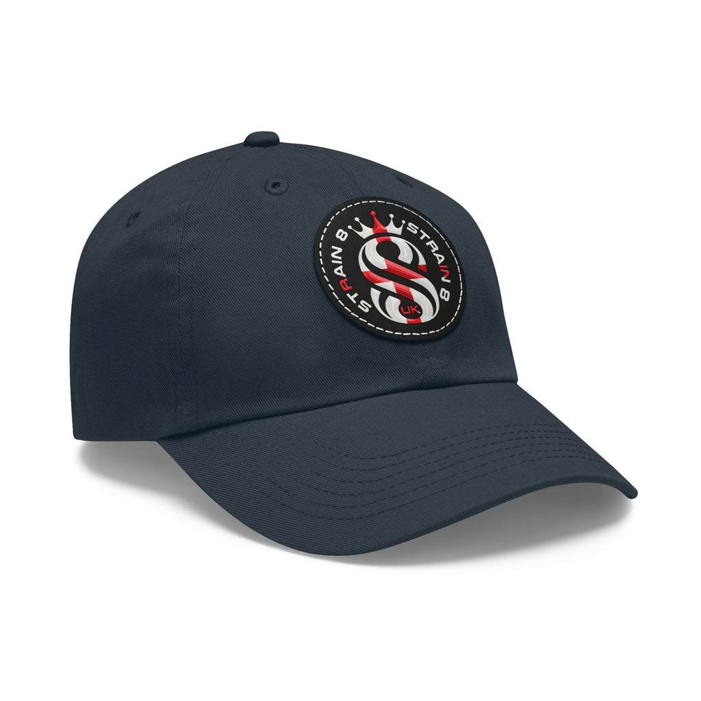 Leather Patch Dad Hat — Round Strain8-UK Cap for Casual Streetwear