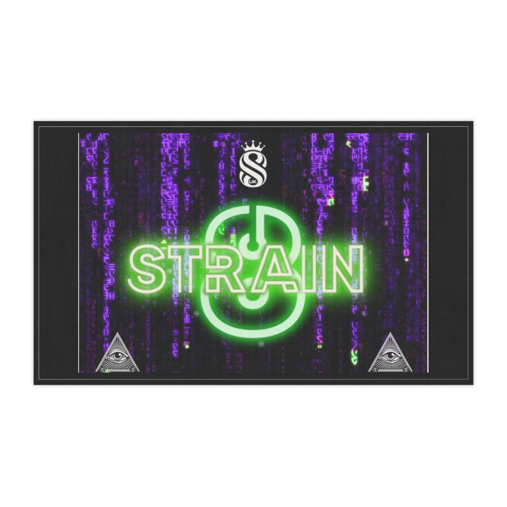 Neon Grain Strain8-uk Kitchen Tea Towel — Retro Green & Purple Glitch Design