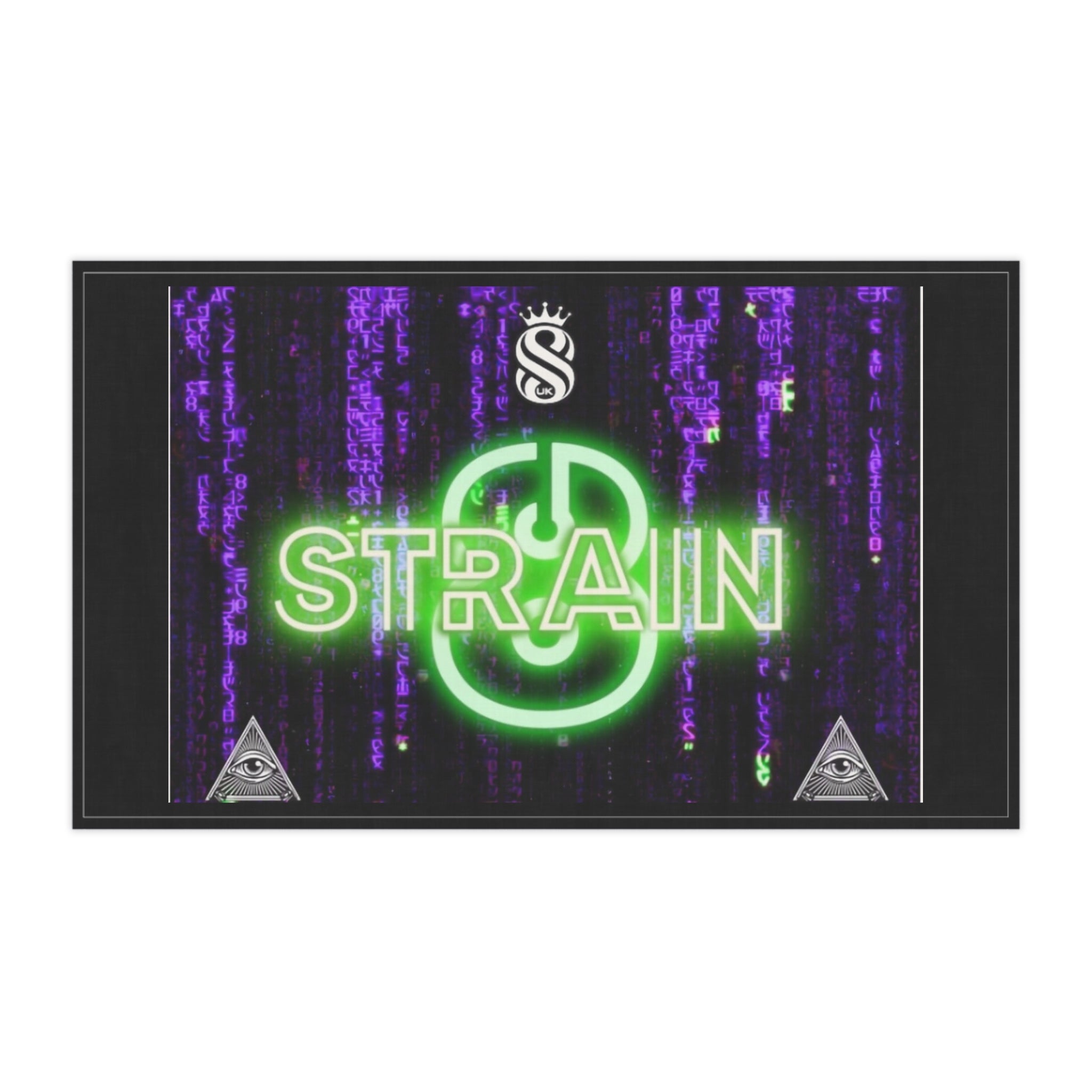 Neon Grain Strain8-uk Kitchen Tea Towel — Retro Green & Purple Glitch Design