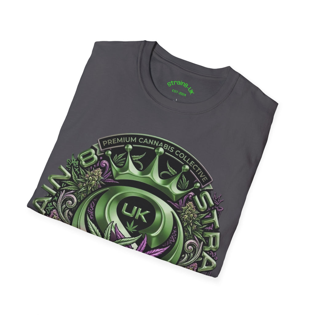 Strain8-UK Cannabis Crown Graffiti T-Shirt — S8-UK Green & Purple Streetwear