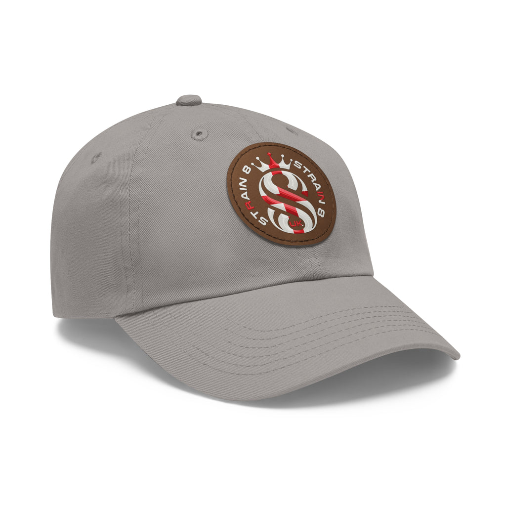 Leather Patch Dad Hat — Round Strain8-UK Cap for Casual Streetwear