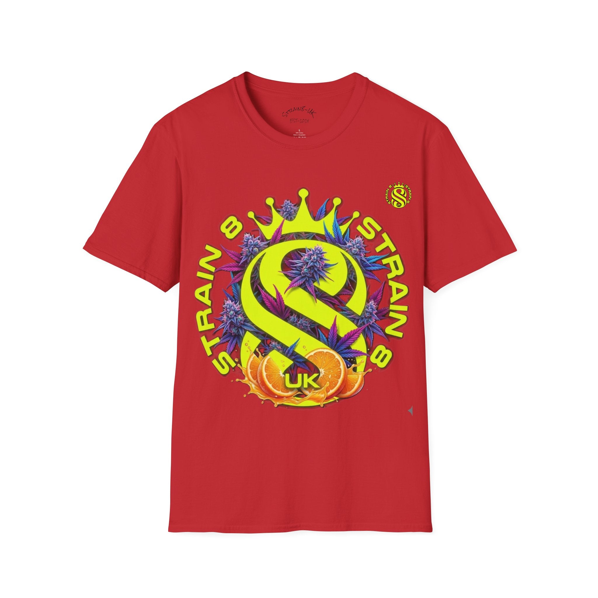Strain8-UK  T-Shirt — 'Strain8-UK' Crown Cannabis Design with flower T shirt
