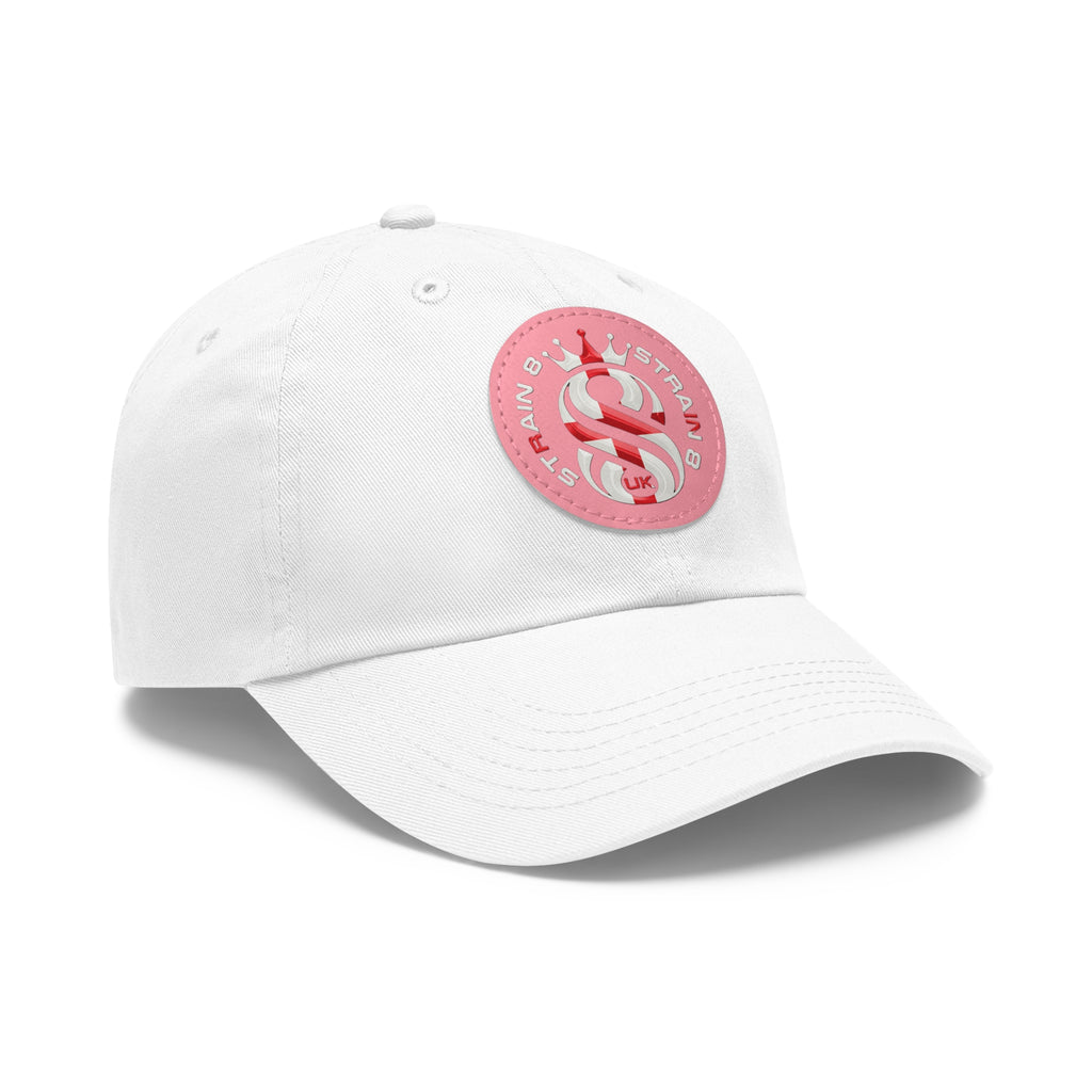 Leather Patch Dad Hat — Round Strain8-UK Cap for Casual Streetwear