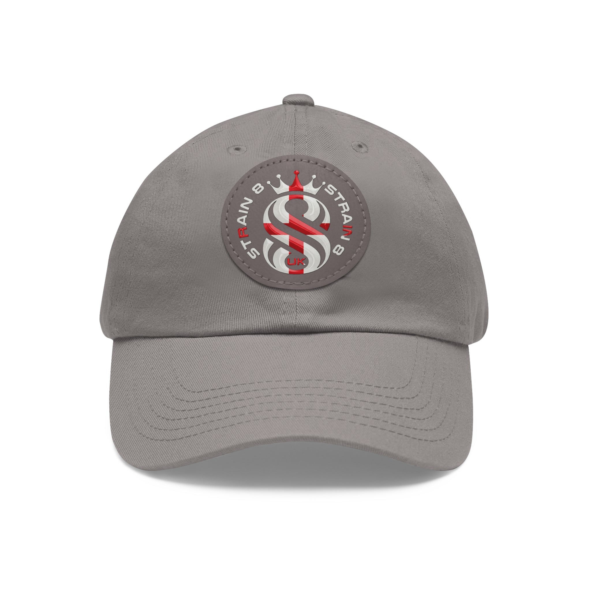 Leather Patch Dad Hat — Round Strain8-UK Cap for Casual Streetwear